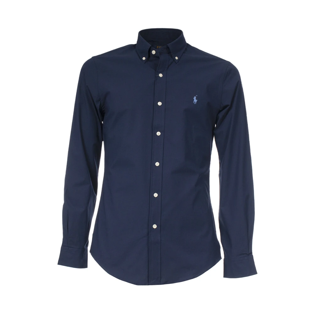 Polo Ralph Lauren Slim-Fit Katoenen Overhemd met Button-Down Kraag Blue Heren