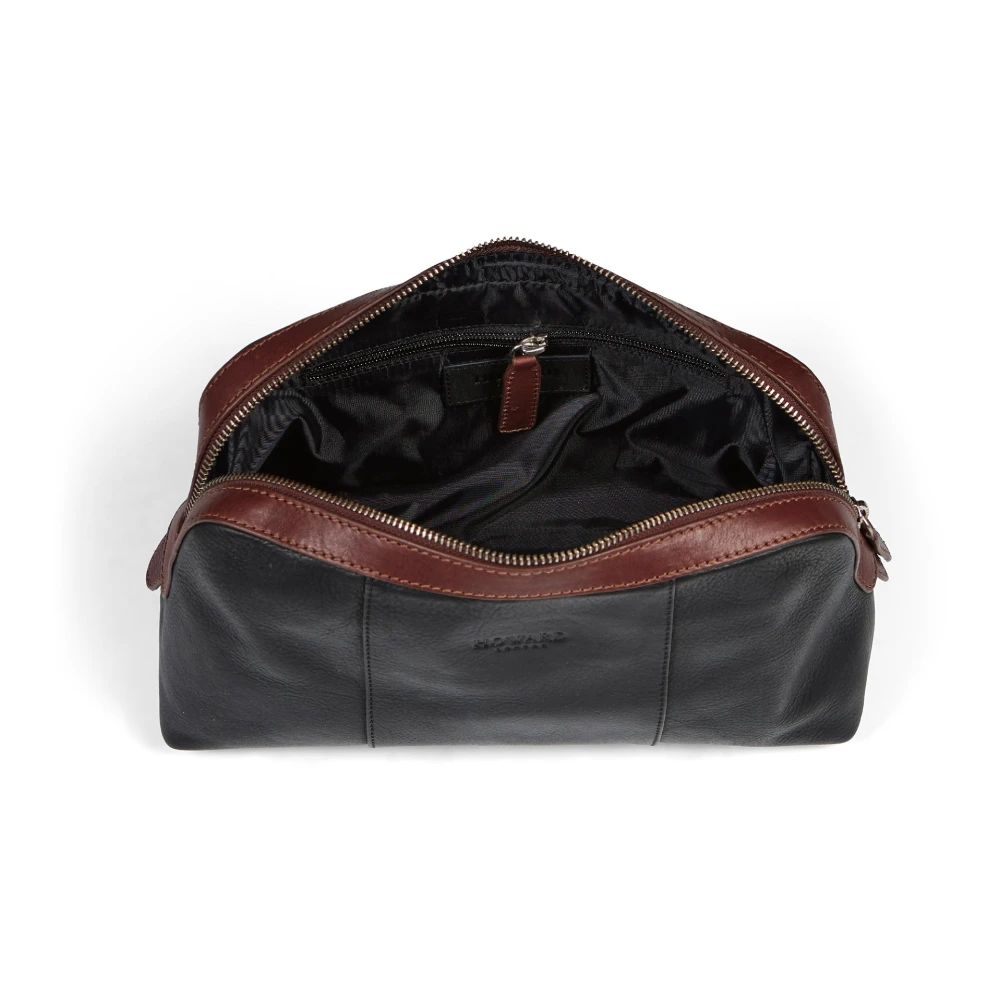 Howard London Zwarte leren heren toilettas Black Heren