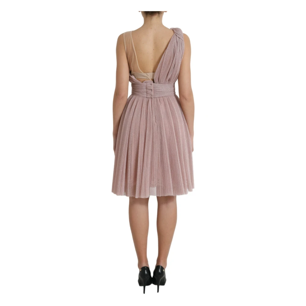 Dolce & Gabbana Roze Asymmetrische Tule Jurk Pink Dames