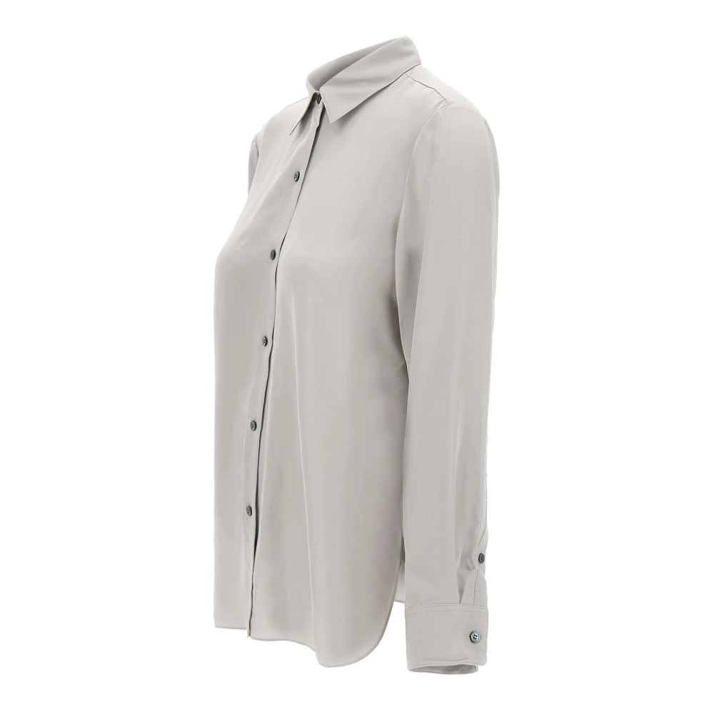 Theory Zijden overhemd in parelgrijs Gray Dames