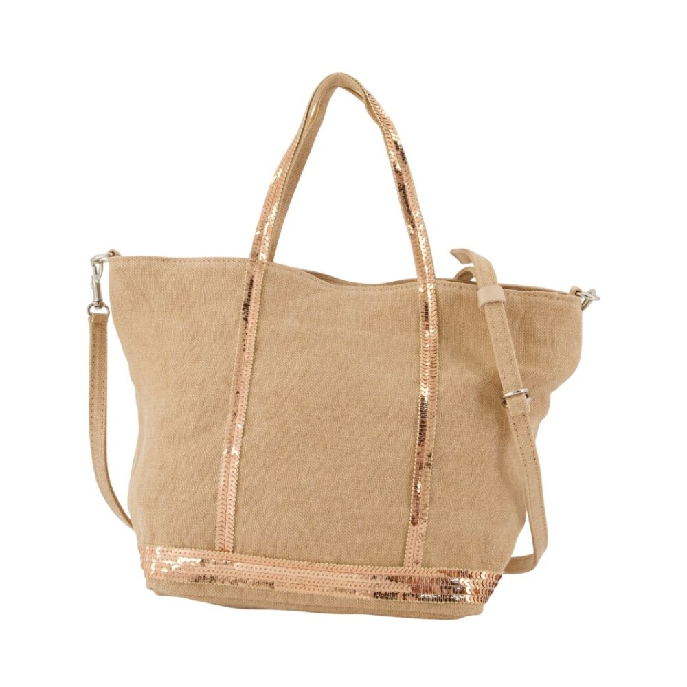 トートバッグ M Zippe Shopper Bag - Vanessa Bruno - Cotton - Neutral Linen L Zipped Cabas Tote Shoulder carry, zip closure Sand