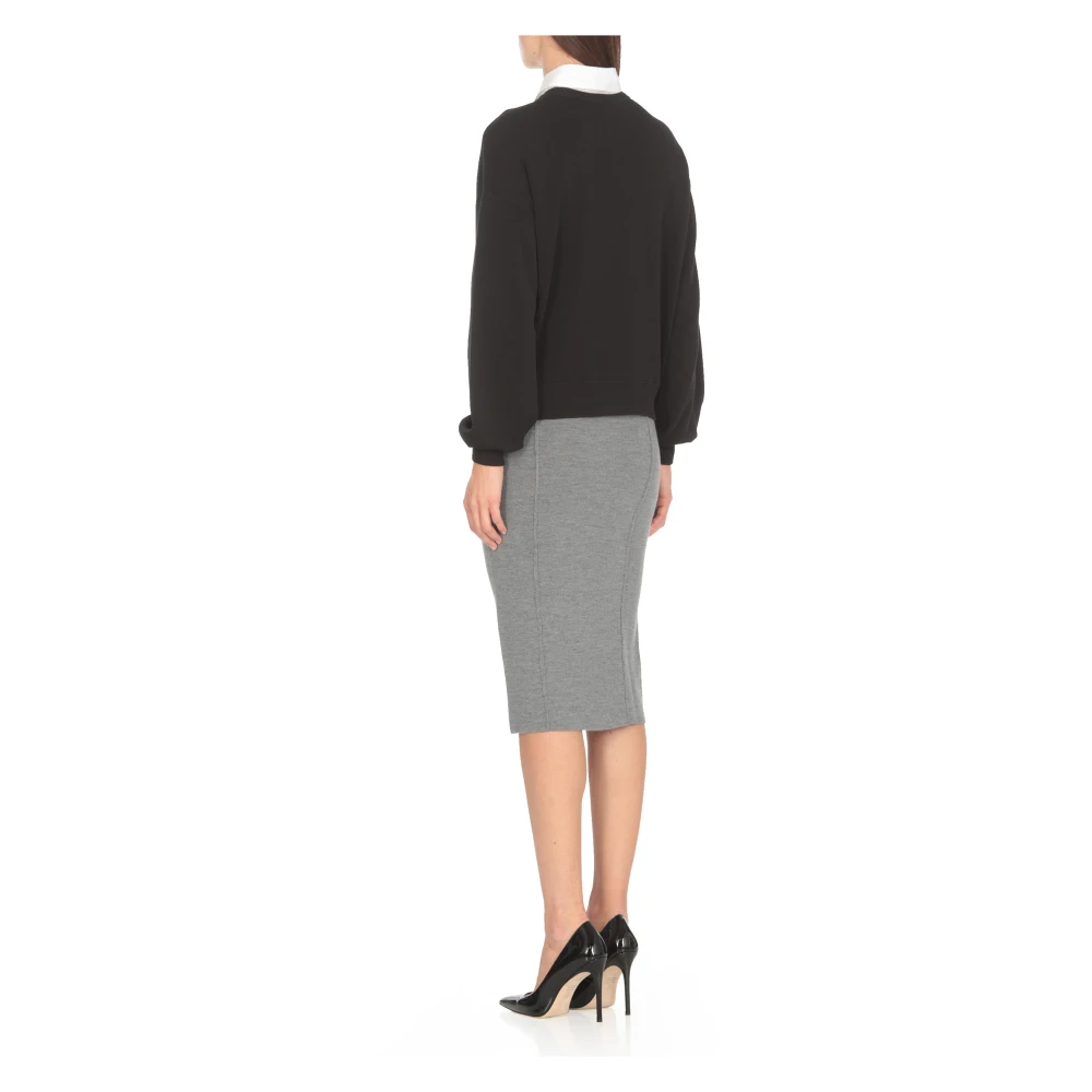 pinko Zwarte Katoenmix Sweater Love Birds Black Dames