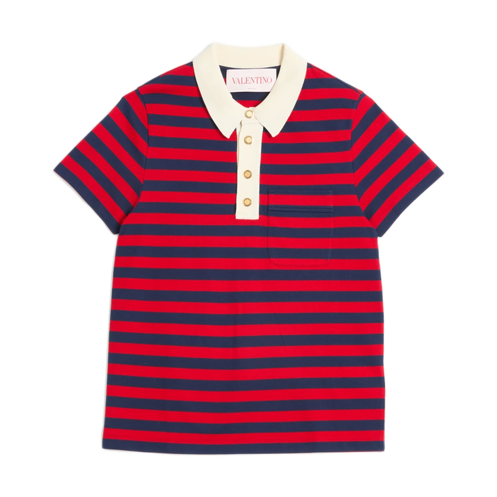 Valentino Garavani Men's Multicolor Polo Shirts, Xl, Striped Polo Shirt