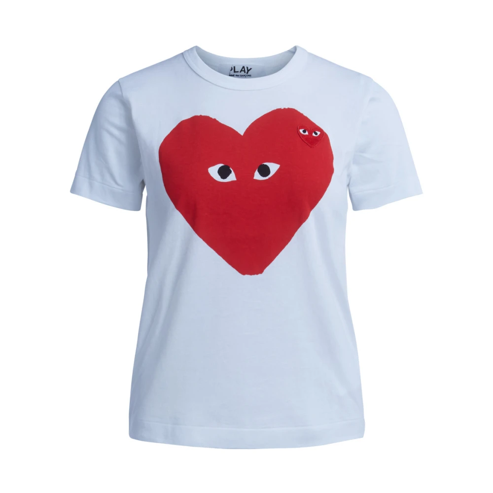 Comme des Garçons Play Dames T-shirt met rood hartprint White Dames