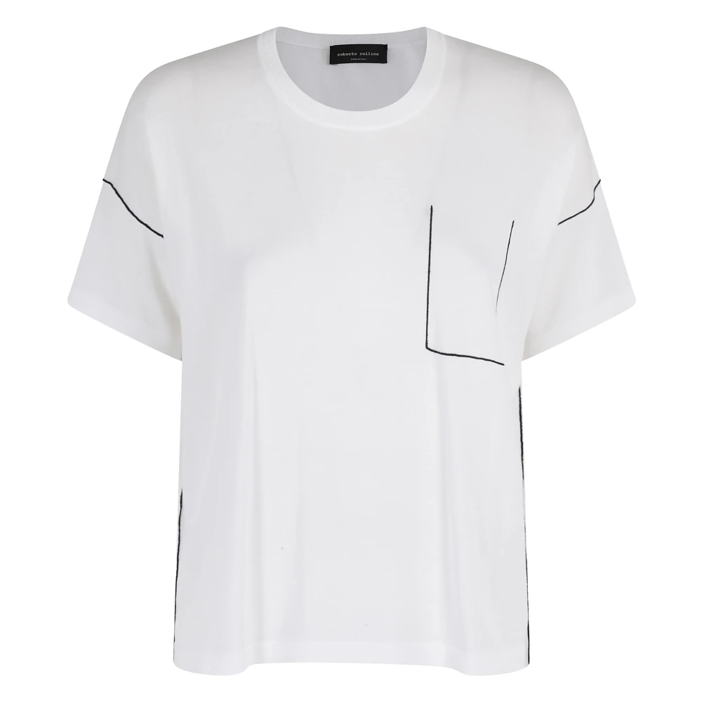 Roberto Collina Contrast Crew Neck Sweater White Dames