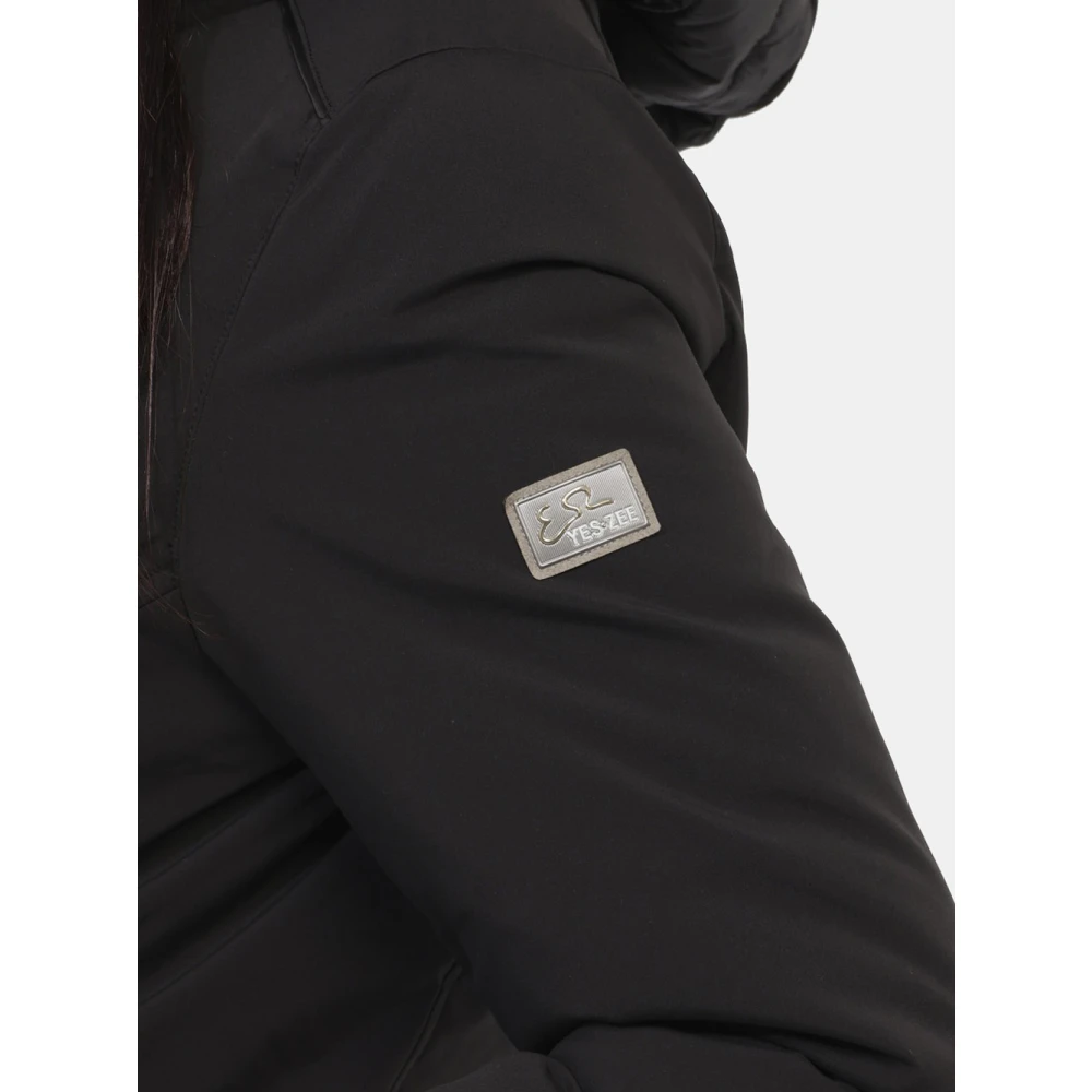 YES ZEE Zwarte Winter Hoodie Jas met Nepbont Black Dames