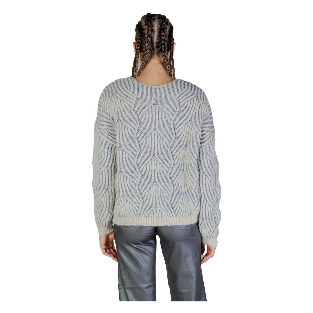 Only Blauwe Gebreide Trui met Ronde Hals Blue Dames