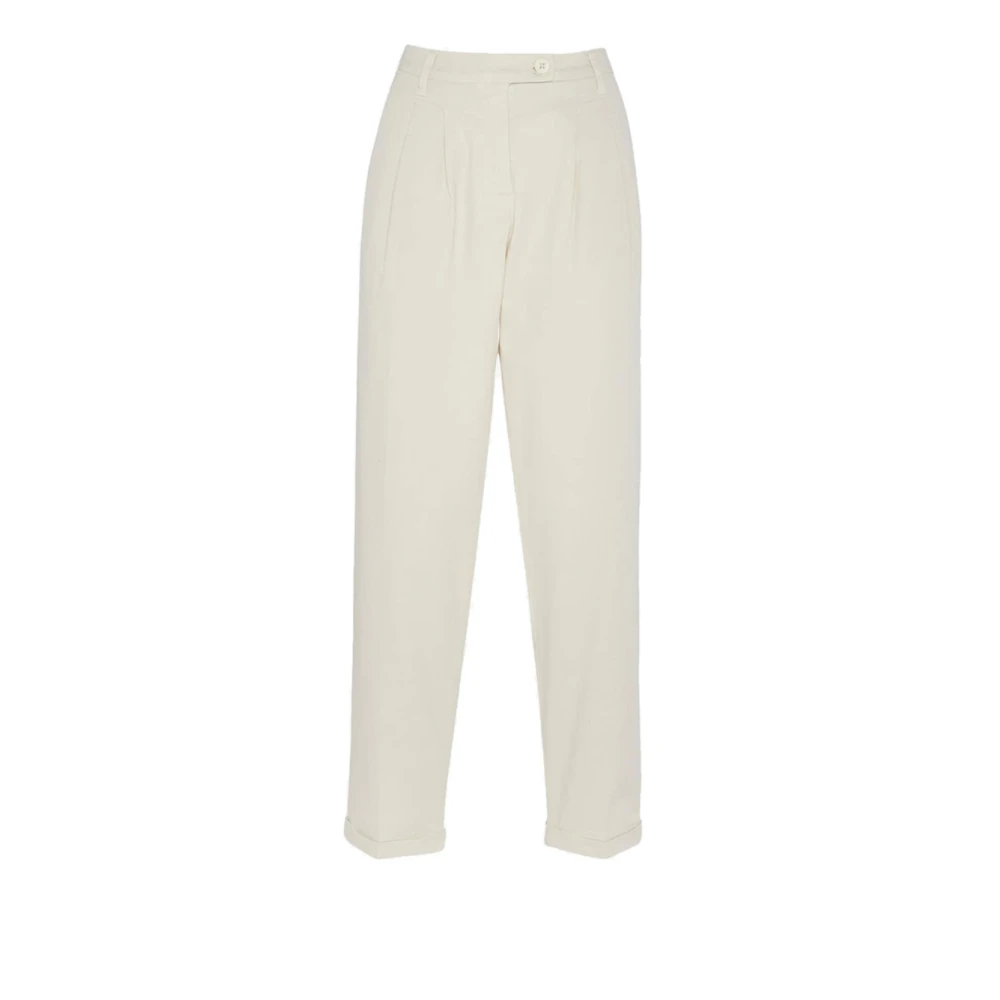 Manila Grace Tijdloze Chino Broek in Wit White Dames