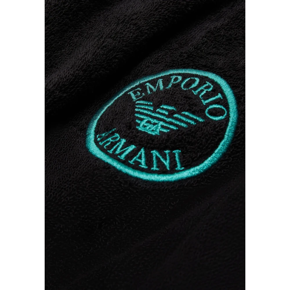 Emporio Armani Zwart Homeware met Capuchon en Logo Borduursel Black Heren