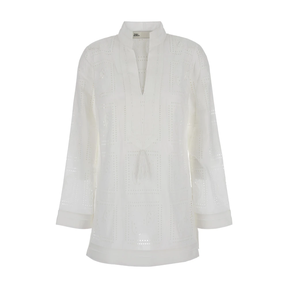 TORY BURCH Witte Eyelet Tuniek Shirt White Dames