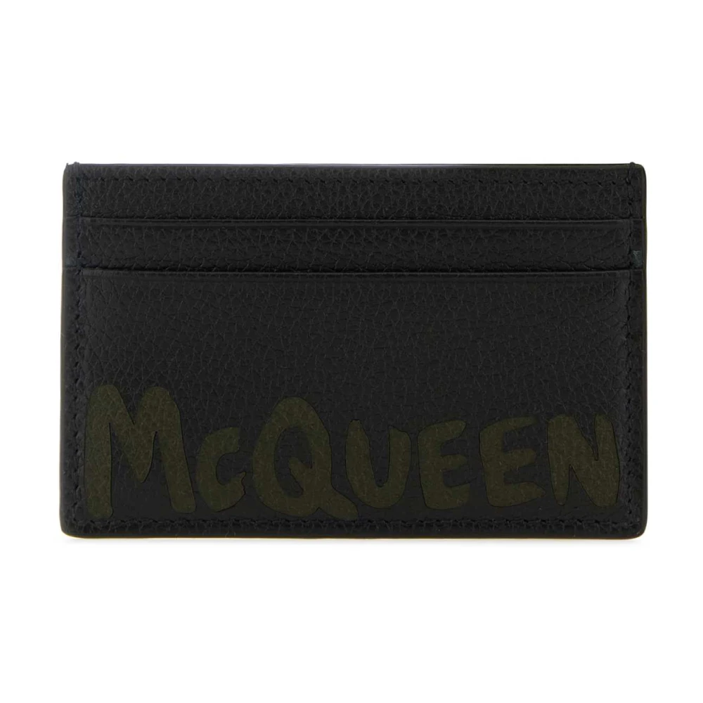 Alexander mcqueen Zwarte leren kaarthouder Black Heren