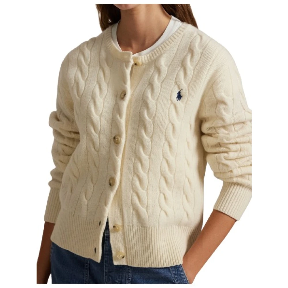 Polo Ralph Lauren Cable Knit Cardigan - Female - Cardigans - White - L - Knitwear