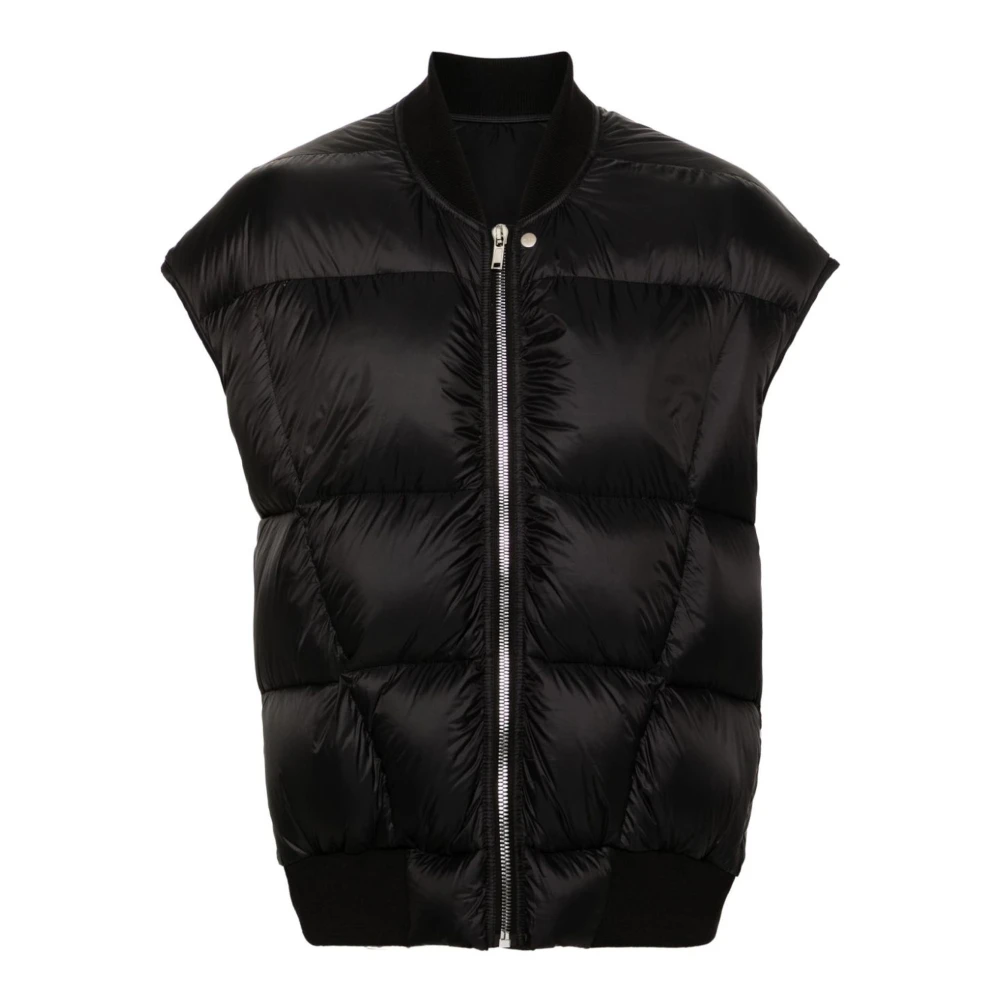 Rick Owens Zwarte Gewatteerde Dons Gilet Jas Black Heren