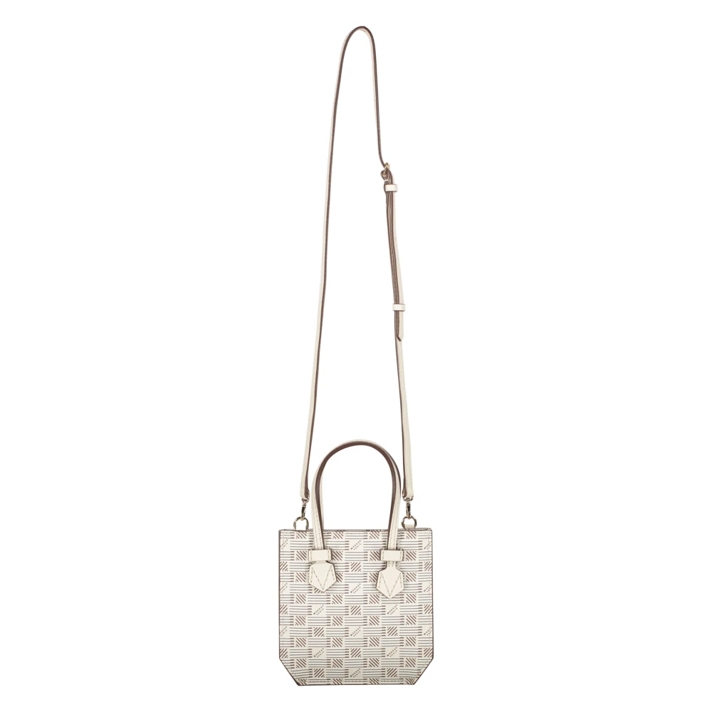 Moreau Paris Korrelig leren schoudertas met logo Beige Dames