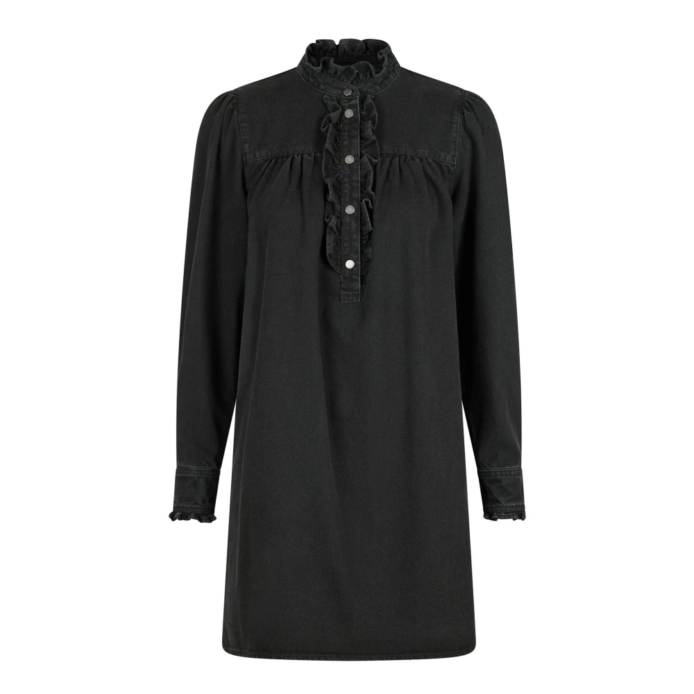 NEO NOIR Denim Jurk met Volant Details Black Dames