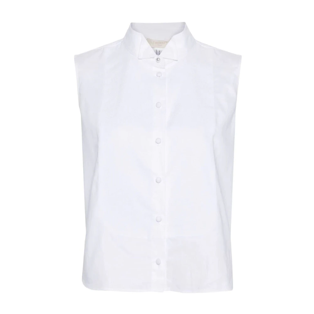 Twinset Optisch Wit Mouwloos Shirt White Dames