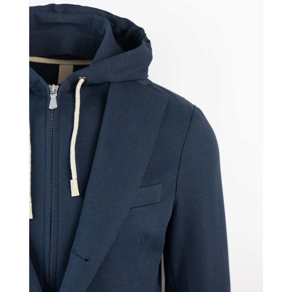 Eleventy Blauwe hoodiejas met verstelbaar trekkoord Blue Heren