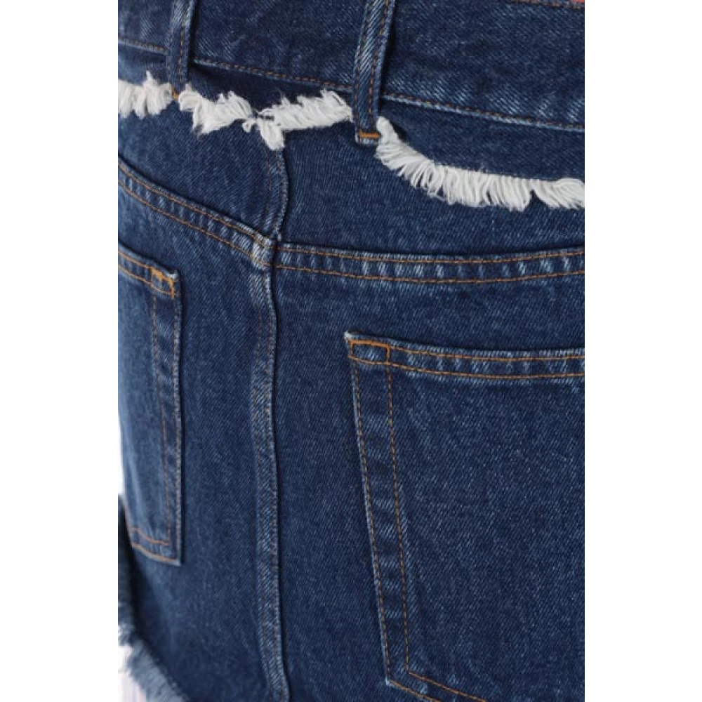 Meryll Rogge Blauwe Denim Rok met Gestreepte Katoenen Inzet Blue Dames