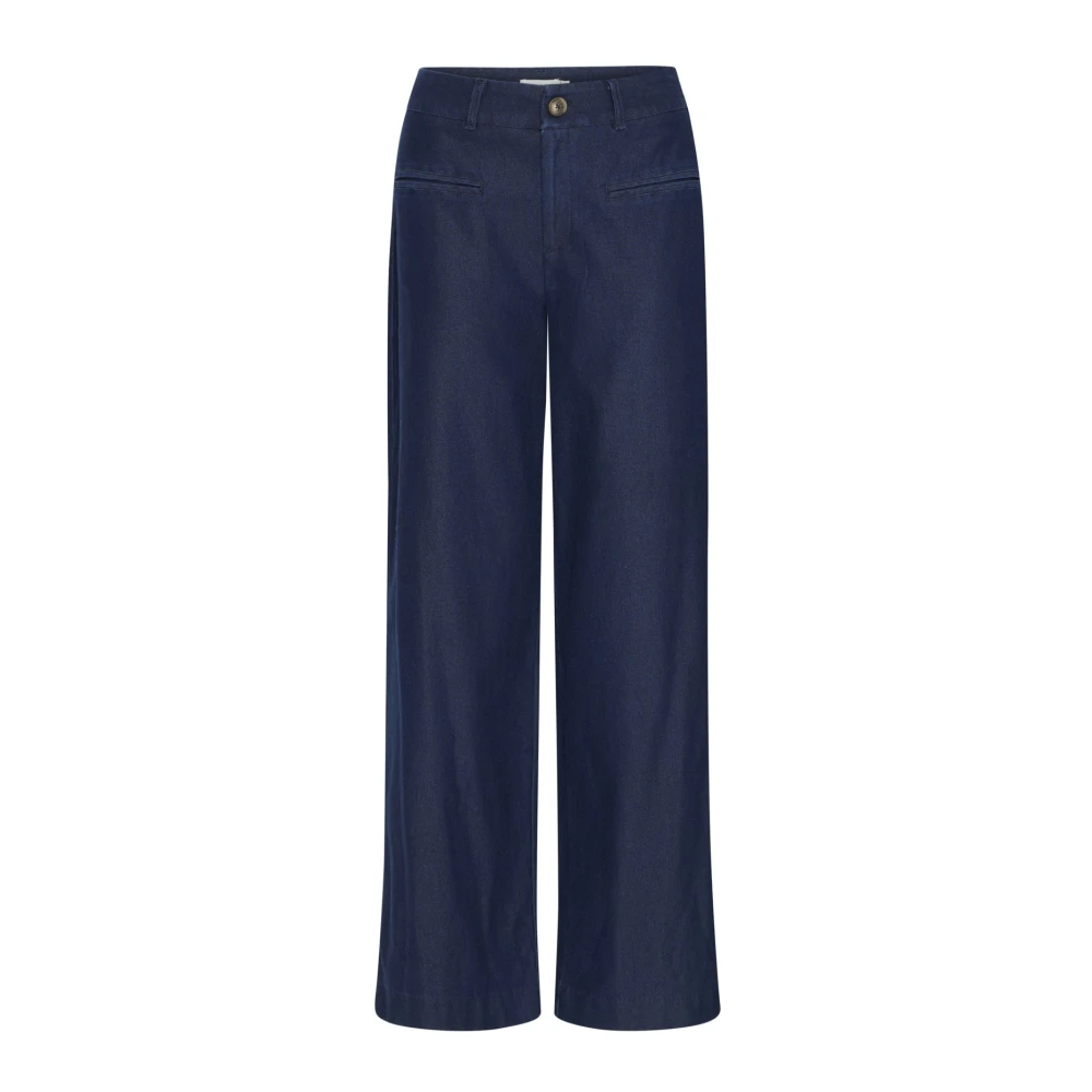 Ichi Women's Blue Wide Jeans, 3XL, Dark Denim Trousers With High Waist