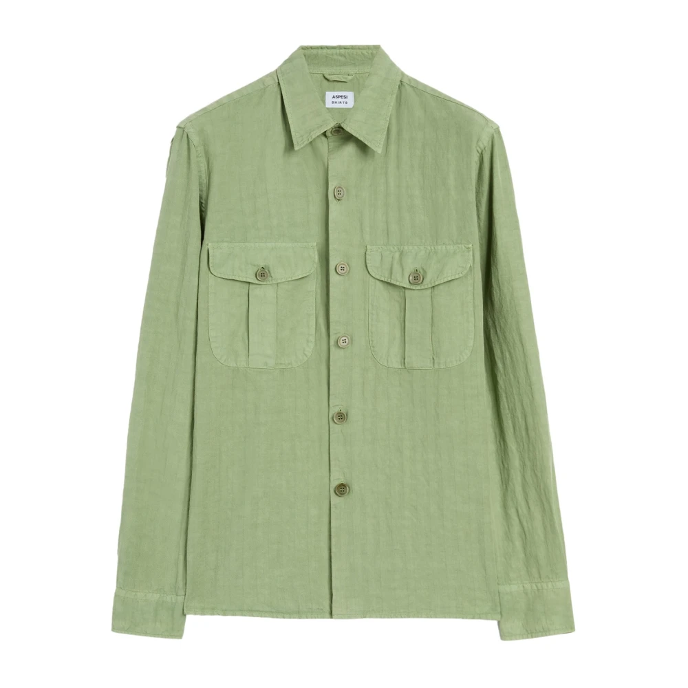 Aspesi Men's Green Casual Shirts, L, Shirts