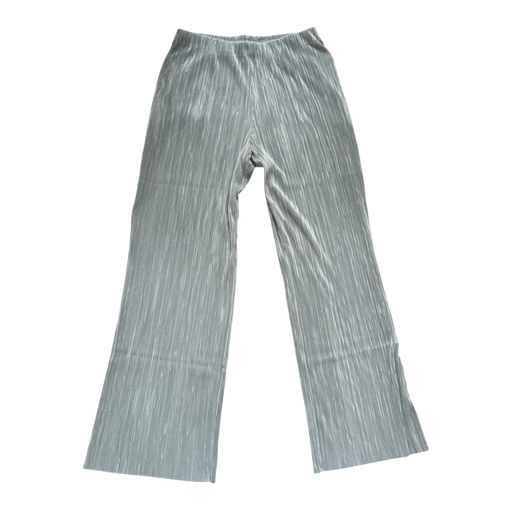 Calvin Klein Women's Gray Plisse Pull-On Lounge Trousers - Wide Trousers - S - Trousers