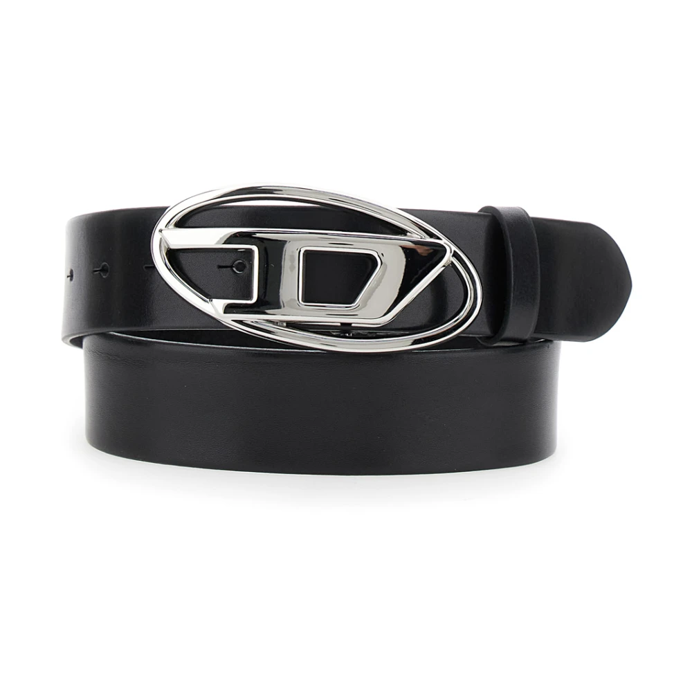 Diesel Zwart Leren Logogesp Riem Black Dames