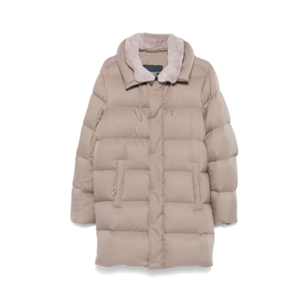 Herno Gewatteerde donsjack met afneembare kraag Beige Heren
