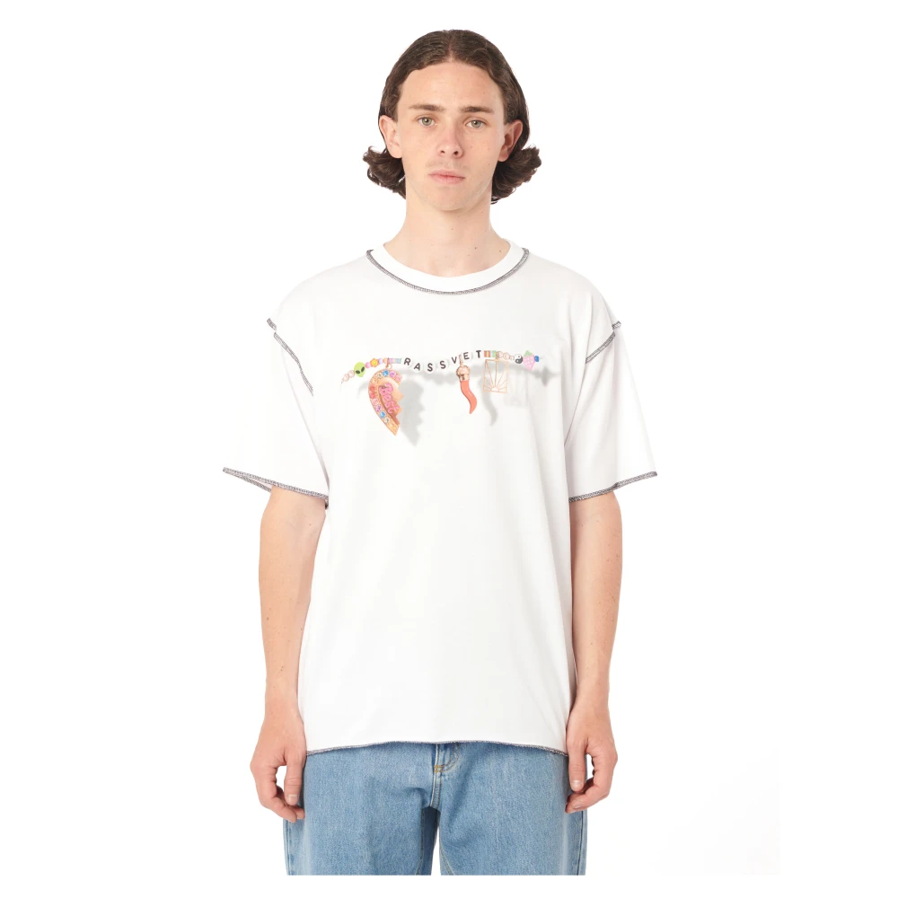 Rassvet Logo Print T-shirt Gebreid White Heren