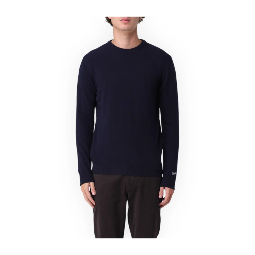 Woolrich Lamswol Crewneck Trui Blue Heren