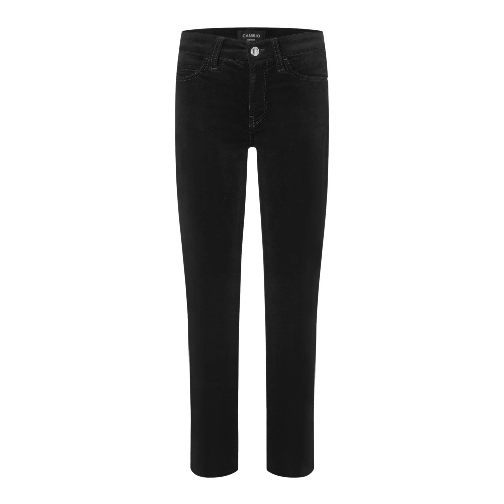 CAMBIO Zwarte Cropped Broek met Klassieke Zakken Black Dames