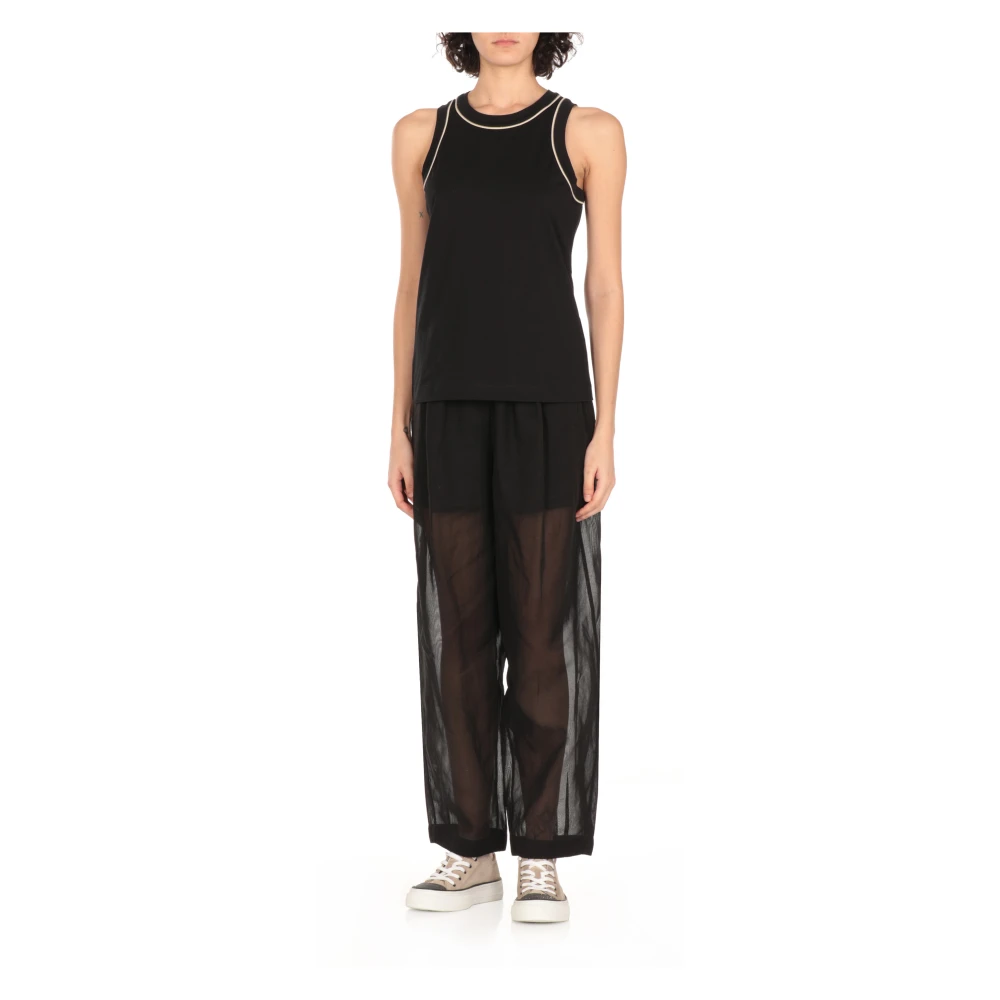 BRUNELLO CUCINELLI Zwart Katoenen Top met Messing Details Black Dames