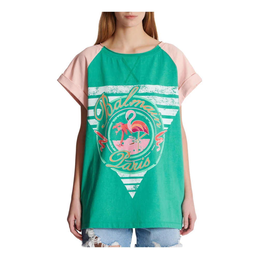 Balmain Flamingo T-shirt Multicolor Dames