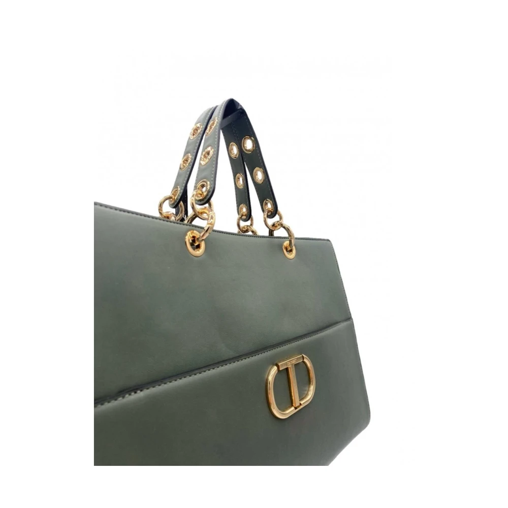 Twinset Gestructureerde Handtas met Afneembare Schouderband Green Dames