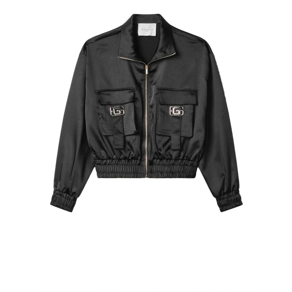 Gaëlle Paris Zwarte bomberjack met maxi zakken Black Dames