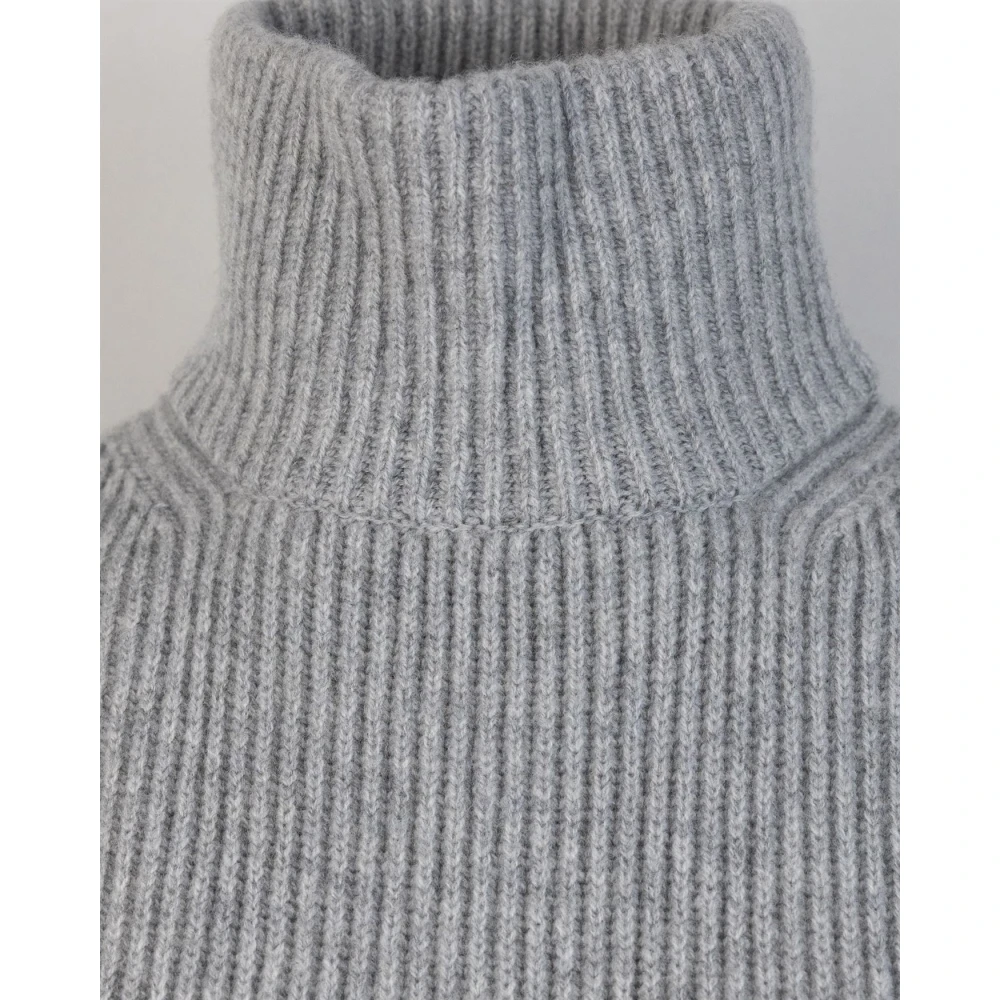 Max Mara Studio Slim Fit High Neck Wool Cashmere Sweater Gray Dames