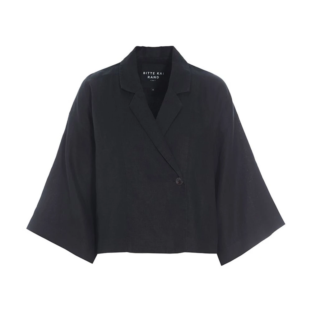 Bitte Kai Rand Zwarte Linnen Jas Lazy Linen Stijl Black Dames