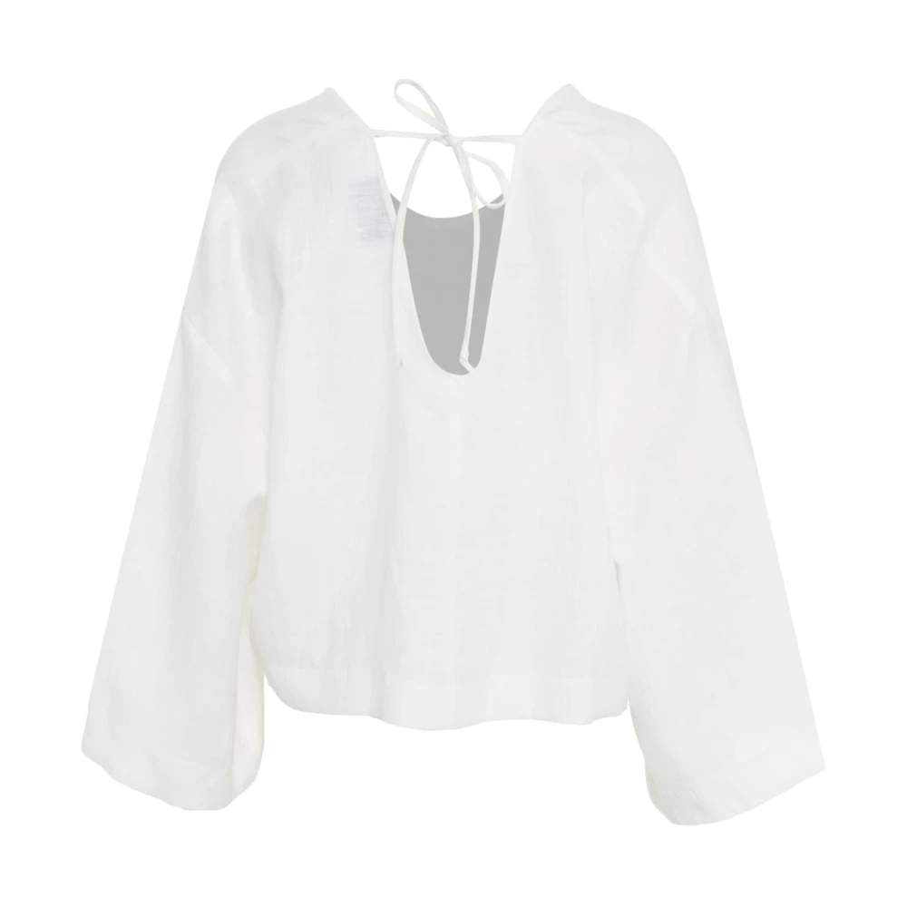 Kaos Witte Linnen Blend Wijde Blouse White Dames