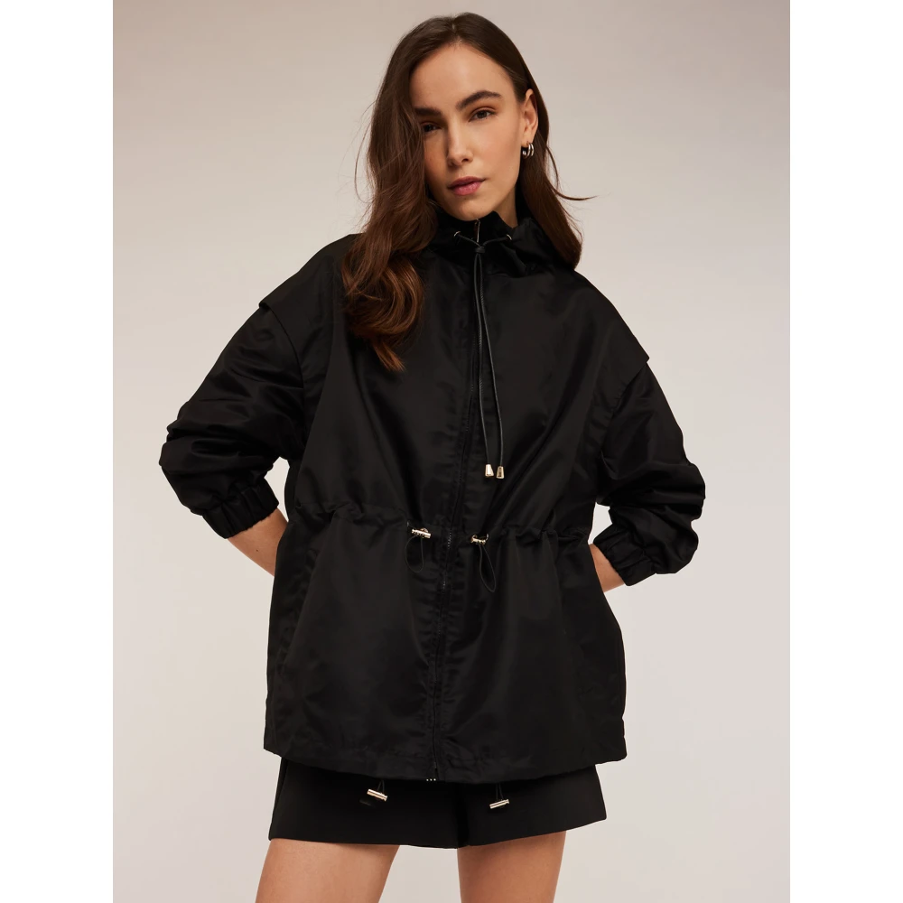 Motivi Nylon parka met trekkoord Black Dames