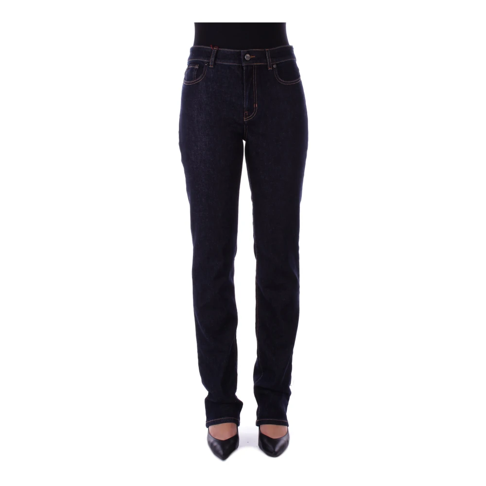 Max Mara Denim Jeans met rits en knoop Blue Dames