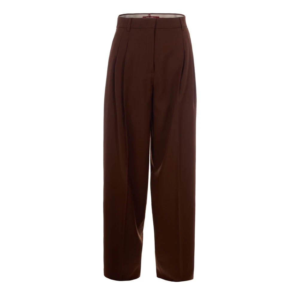 Max Mara Studio Women's Brown Bacio Wide Trousers