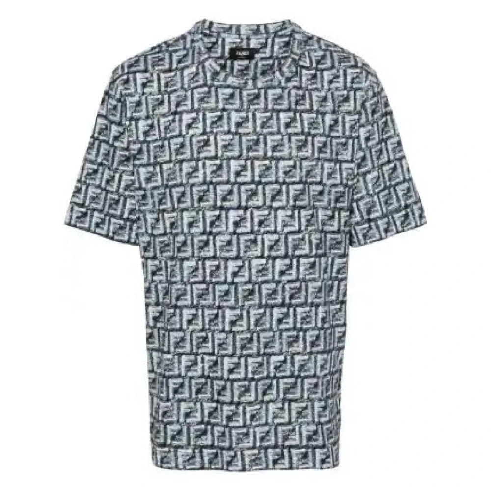 Fendi Navy Wit Jersey T-shirt Multicolor Heren