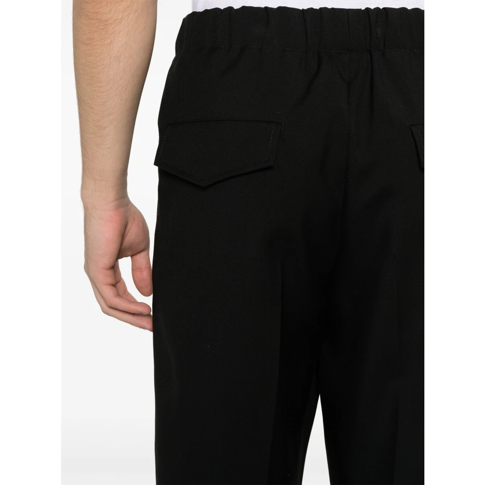 Jil Sander Zwarte Wol Tapered Broek Black Heren