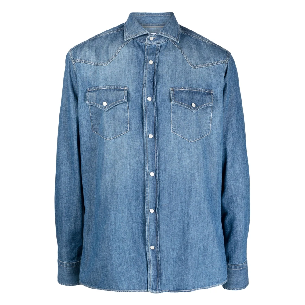 BRUNELLO CUCINELLI Stijlvolle Shirt Ccf66 Blue Heren