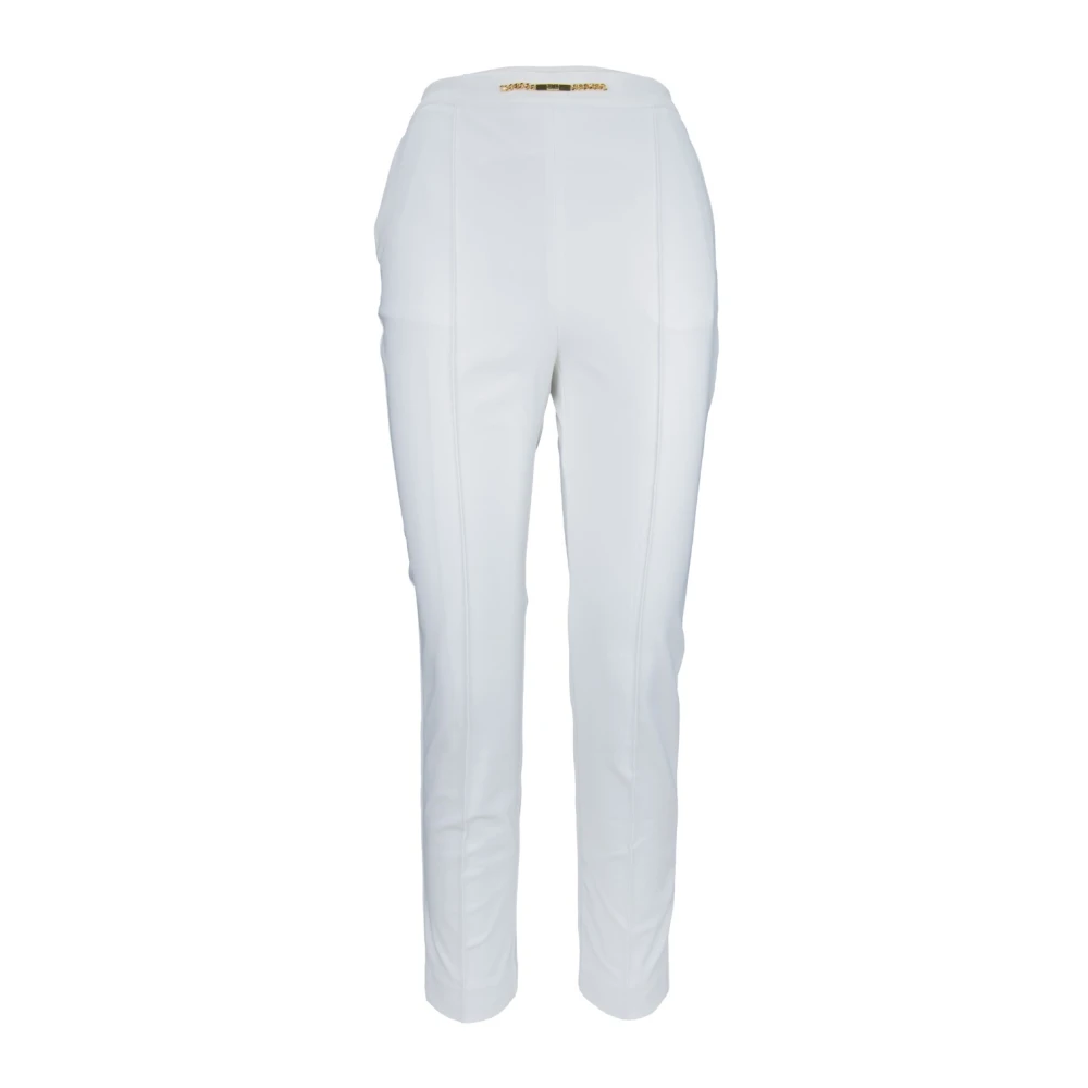 Elisabetta Franchi Gouden Metalen Detail Rits Haak Broek White Dames