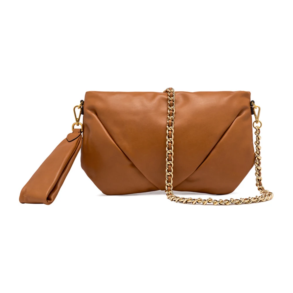 Gianni Chiarini Elegante Leren Bruine Avond Clutch Brown Dames