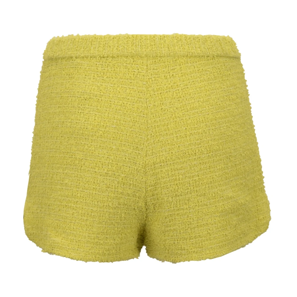 Elisabetta Franchi Gouden Metalen Rits Haak Shorts Yellow Dames