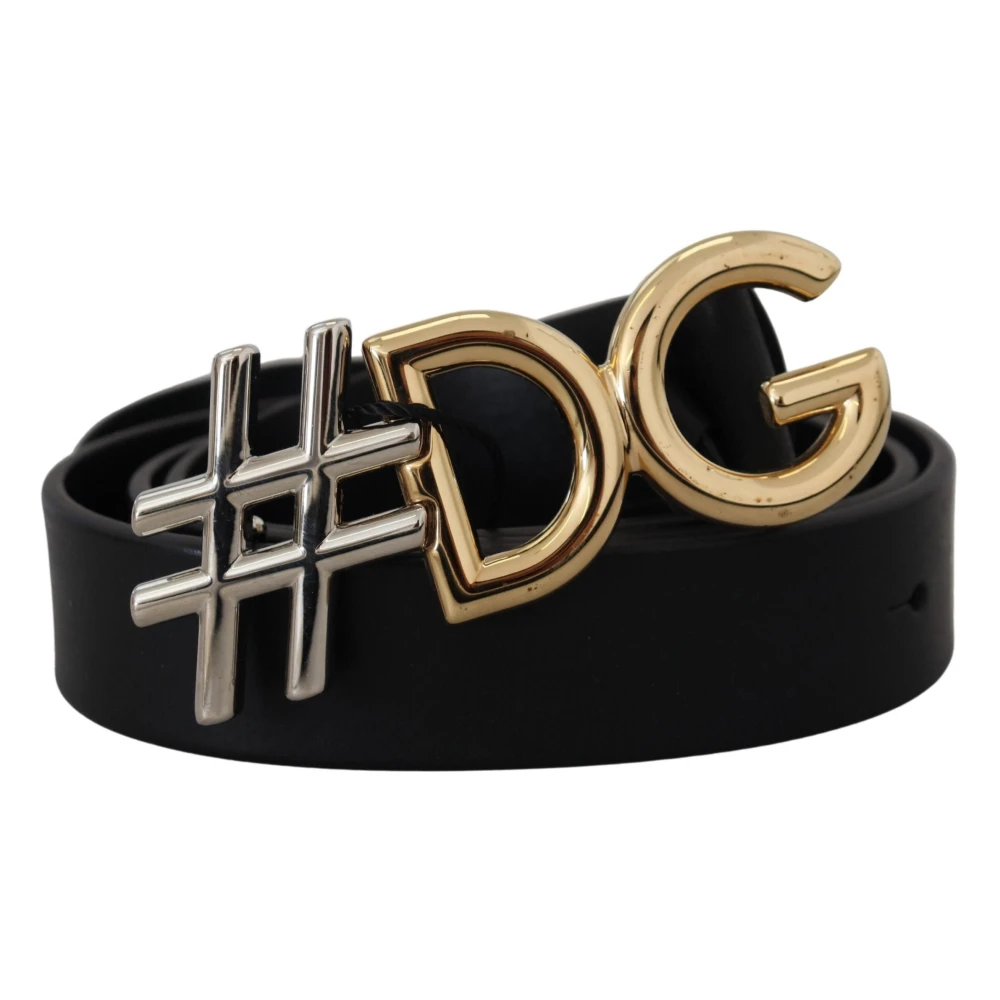 Dolce & Gabbana Zwart Leren Riem met Metalen Gesp Black Dames