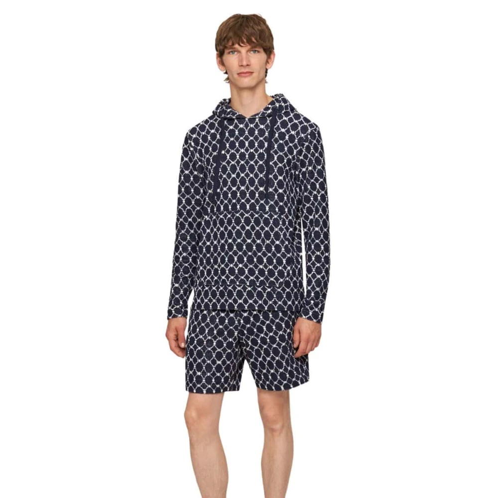 Orlebar Brown Midnight Navy Geo Tile Gebreide Sweatshirt Blue Heren