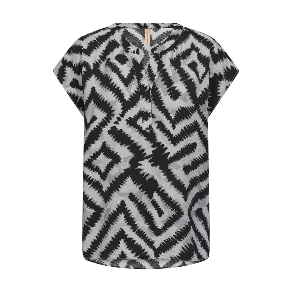 Soyaconcept Geometrische Print V-Hals Shirt Black Dames