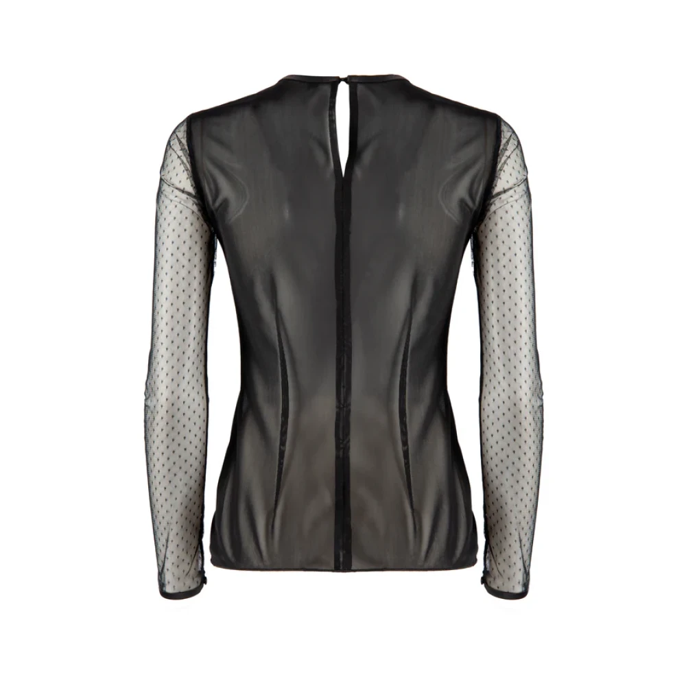 Nenette Zwarte kanten inzet shirt Black Dames